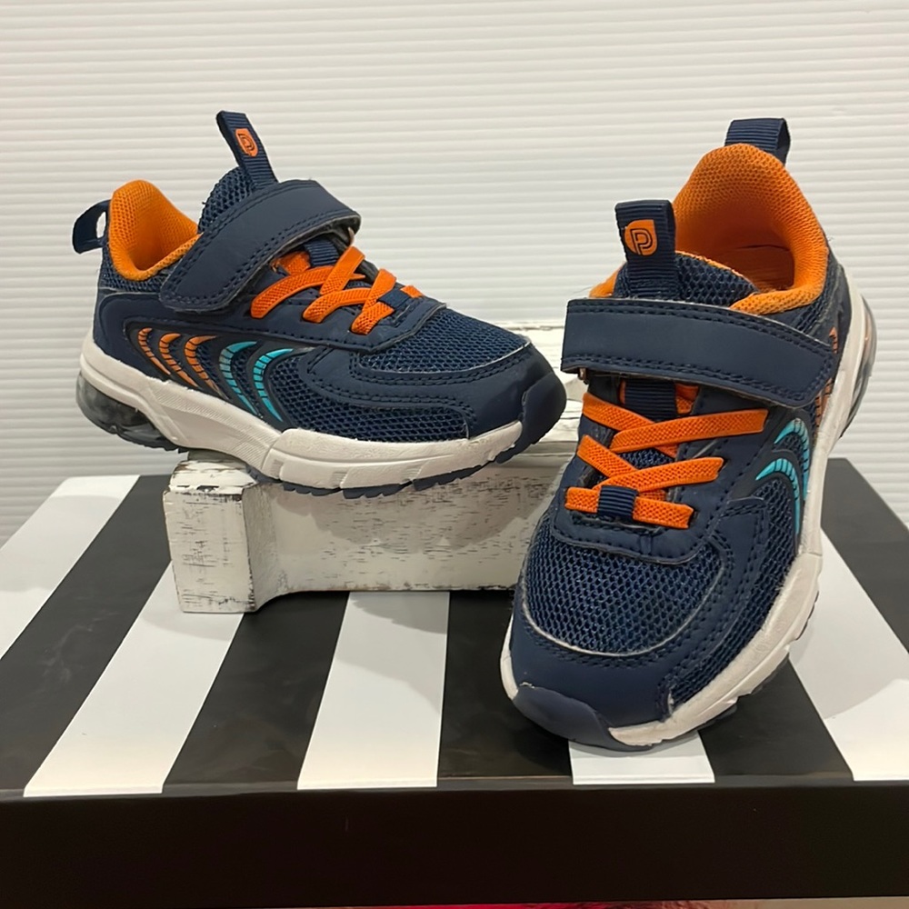 Kids Navy and Orange Athletic Shoes
